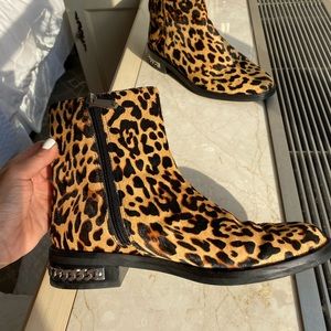 Leopard calf hair boot